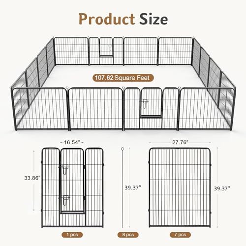 DUMOS Dog Playpen 16 Panels 40 Inch Indoor Outdoor Metal Pet Fence - Image 2