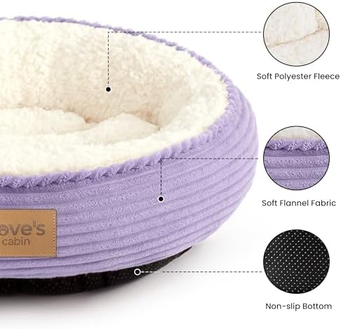 Love's cabin Round Donut Cat and Dog Cushion Bed, 20in Pet Bed - Image 2