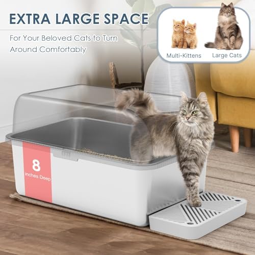 Suzzipaws 2 Pack 8" Deep Enclosed Stainless Steel Litter Box - Image 2