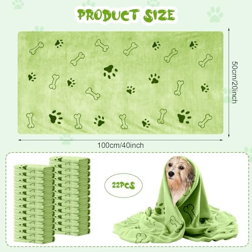 Tatuo 22 Pcs Dog Towels for Drying 20 x 40 Inch Pet Bath Towels Absorbent - Image 2