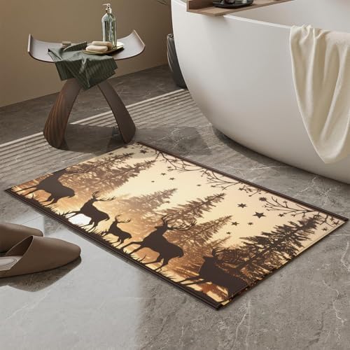 Forest Deer Bath Mat for Bathroom, Washable Door Mat Absorbent Bath Rug - Image 5
