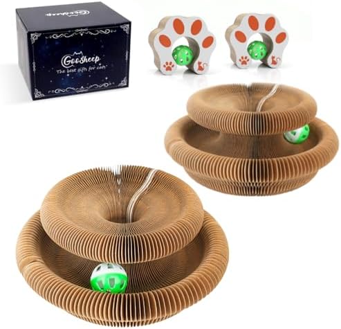 Goosheep 2 Pack Kitty Kurlz Interactive Cat Toy, Cardboard Scratching Post by Goosheep