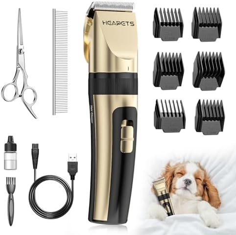 HEAPETS Dog Grooming Clippers, Low Noise, Electric Quiet, Adjustable Clipper by Heapets