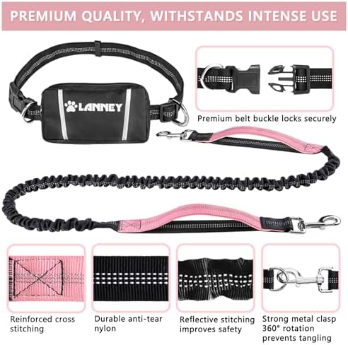 LANNEY Hands Free Dog Leash, Waist Running Leash - Image 2