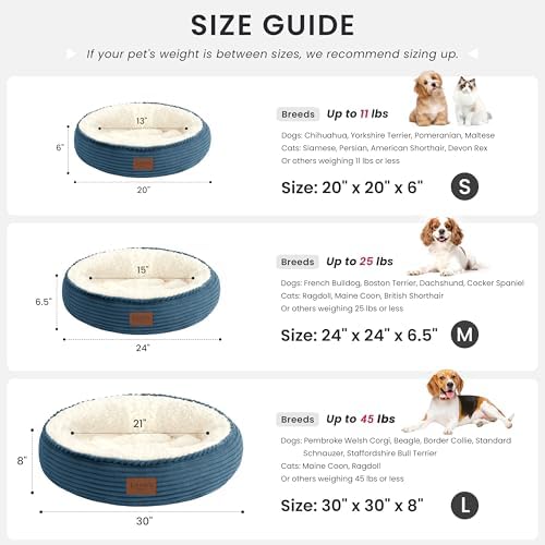 Love's cabin Round Donut Cat and Dog Cushion Bed, 20in Pet Bed - Image 4