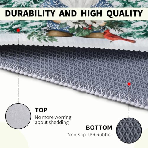 Giwawa Winter Gnome Bath Rug Pine Tree Absorbent Bathroom Rug Holiday Washable - Image 5