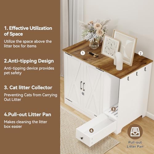 YUSING Large/Tall Cat Litter Enclosure, Litter Box Furniture Hidden, Cat Litter - Image 3