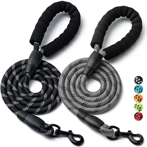 2 Pack Dog Leash, Heavy Duty Nylon Rope Pet Leashes by BOOMIBOO