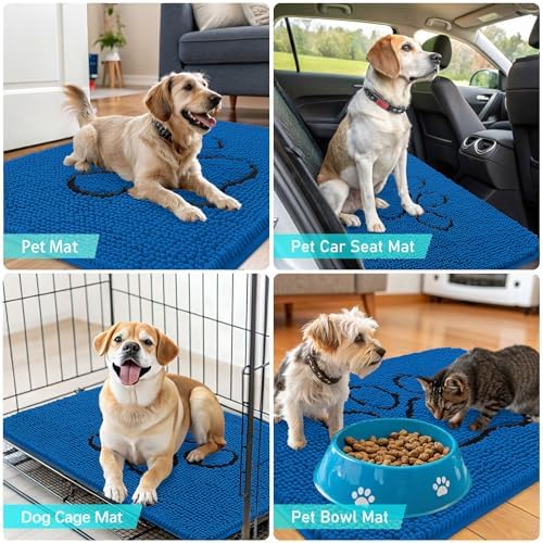 OLANLY Dog Door Mat for Muddy Paws 30x20, Paw Print Design Chenille Mud Mat - Image 7