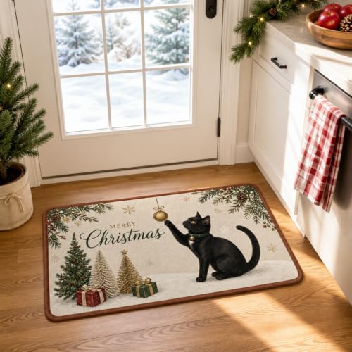 Christmas Doormat Black Cat Pet Non Slip Bath Doot Mat 17x30 - Image 4