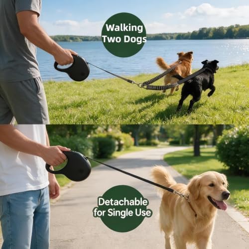 20 FT Dual Retractable Dog Leash+Poop Bags&Holder - Image 5