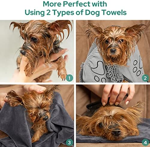HOMEIDEAS 2 Pack Dog Towels Set, Chenille and Microfiber, Super Absorbent Soft - Image 3