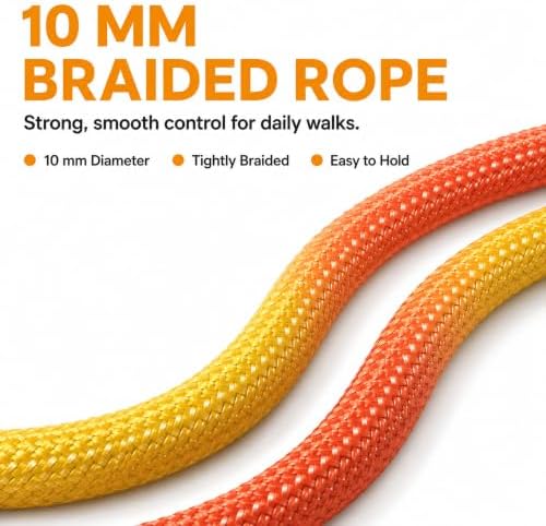 Hands Free Dog Leash, Double Handle Leash 4.5FT Yellow-Orange - Image 7