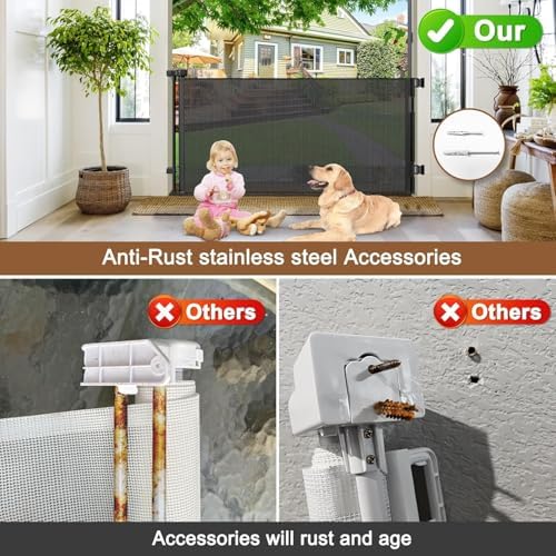 100" Wide Weatherproof Outdoor Retractable Baby Gates, Extra Wide Baby Gate - Image 3