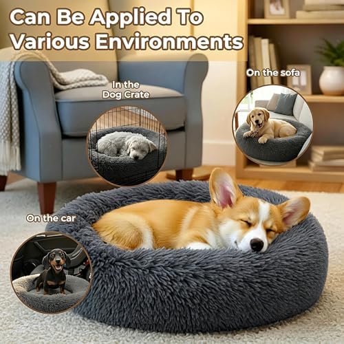 Calming Donut Dog and Cat Bed for Indoor Cats, Anti-Anxiety Round Fluffy Soft - Image 5