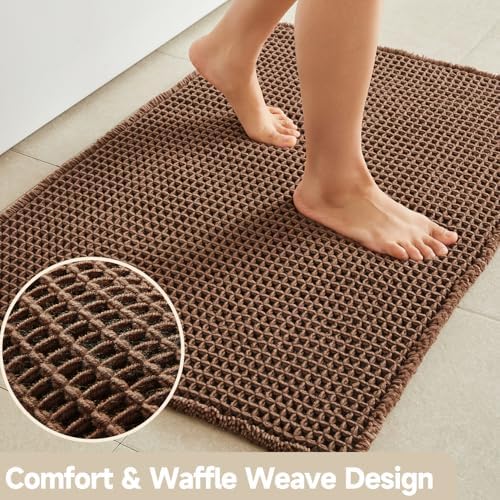 TYUU Waffle Runner Rug Bathroom, Long Boho Bath Mat, 72x24 Mocha - Image 3