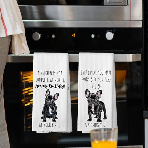 French Bulldog Dog Kitchen Towels Set of 2, Funny Dog Kitchen Decor, Dogs Gifts - Image 2