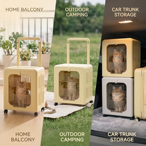 Collapsible Dog Travel Crate Rolling Cat Carrier, Large Cat Carrier - Image 6