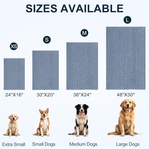 Smiry Dog Door Mat for Muddy Paws 48x30, Ultra Absorbent Chenille Doormat - Image 2