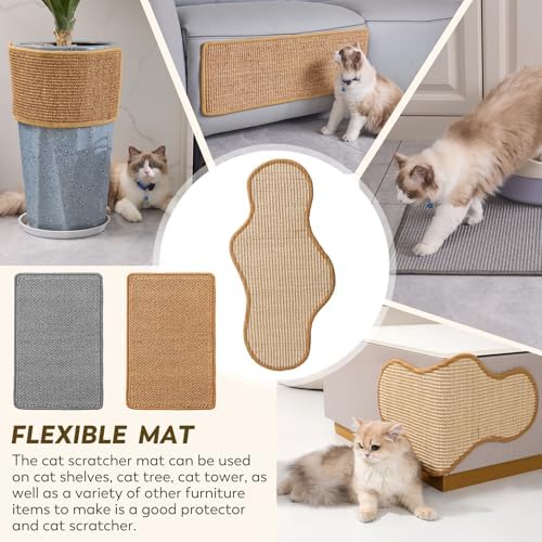 Cat Scratcher Mat with Sticky Tapes, 31.5" x 19.7" Sisal Cat Scratching Carpet - Image 4