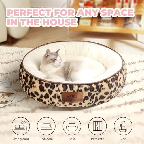 Zerbuger 20in Leopard Round Dog Bed Sofa - Image 6
