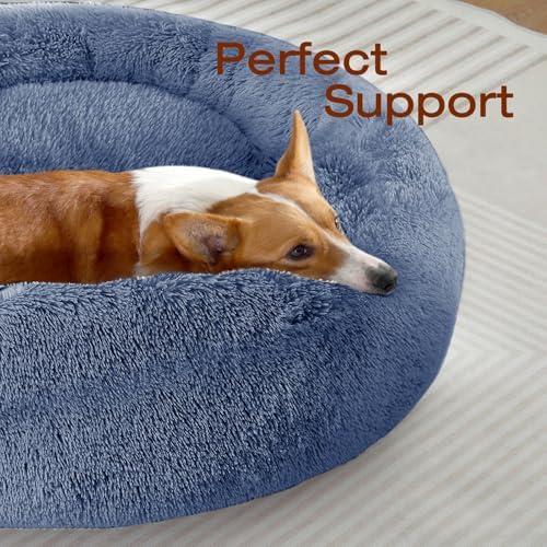 JOLLYVOGUE Dog Bed, Calming Anti-Anxiety Large Dog Bed, Fluffy Donut Cushion - Image 2