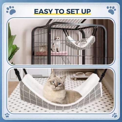 Jetec 2 Pack Cat Hammock for Cage, Cat and Plaid - Image 5