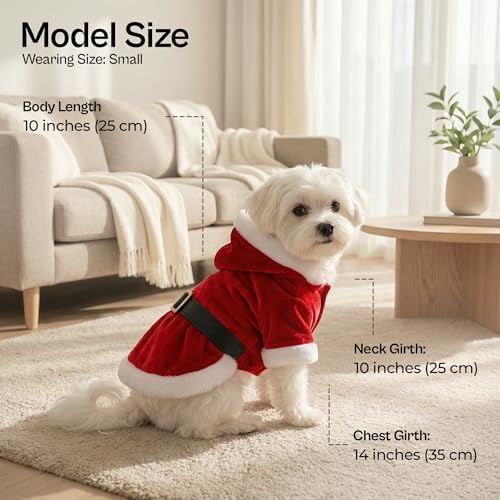 Parisian Pet Dog Santa Hoodie - Santa Claus Dog Christmas Outfit – Xmas Holiday Puppy Hoodie – Winter Pet Sweater – Soft Velvet Christmas Doggy Clothes for Small Dogs - S - Image 2