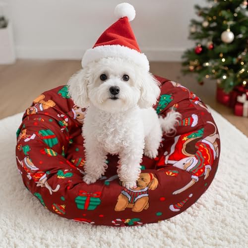 Round Dog Bed Cover Elastic Edged Washable Pet Bed Protector - Image 2