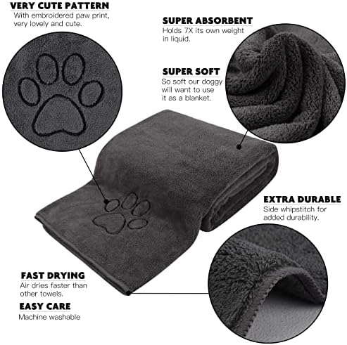 KinHwa Dog Towels for Drying Dogs, Absorbent Microfiber Pet Bath Towel - Image 3