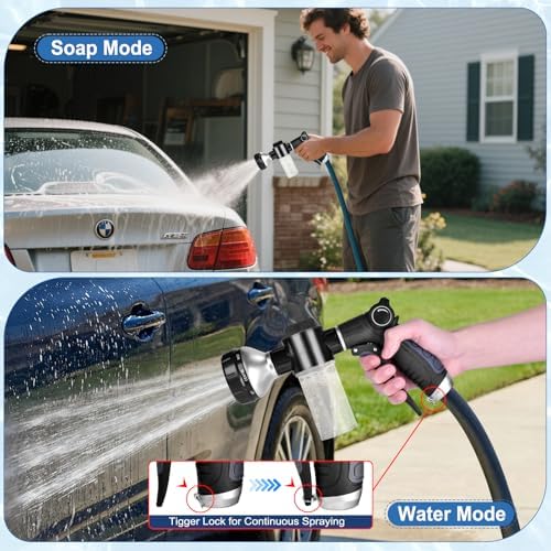 Garden Hose Nozzle, High Pressure Hose Spray Nozzle 8 Way Spray Pattern - Image 4