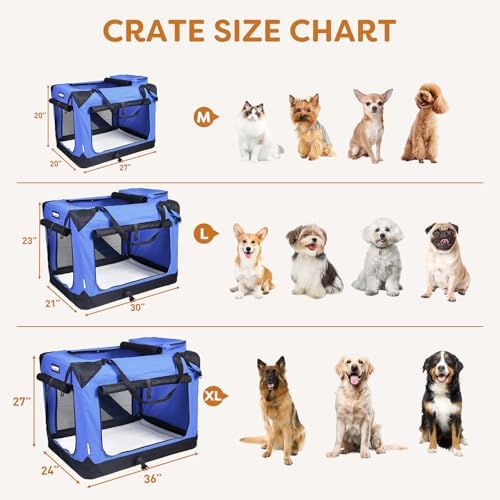 JESPET 3 Door Soft Dog Crates Kennel, Collapsible Travel Pet Carrier - Image 5