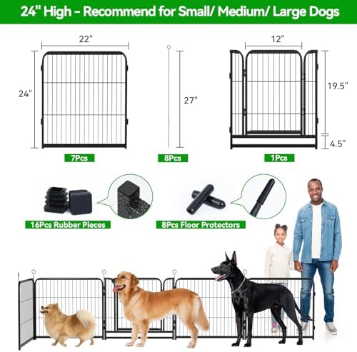 Kfvigoho Dog Playpen Outdoor Extra Wide 16 Panels Heavy Duty Dog Fence 24" - Image 3