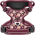 HEELE Large Dog Harness, Reflective, No Pull No Choke, Flower Burgundy by HEELE