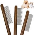 3 Pack Solid Wood Cat Combs, Stainless Steel Teeth by ZKKZOMA