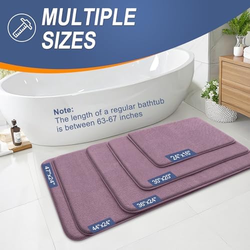 OLANLY Memory Foam Bathroom Runner Rug 70x24, Absorbent Long Mat, Deep Plum - Image 5