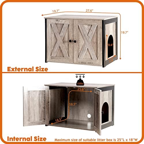 DWANTON Cat Litter Box Enclosure, Hidden Litter Box Furniture, 27.6 Inches - Image 6