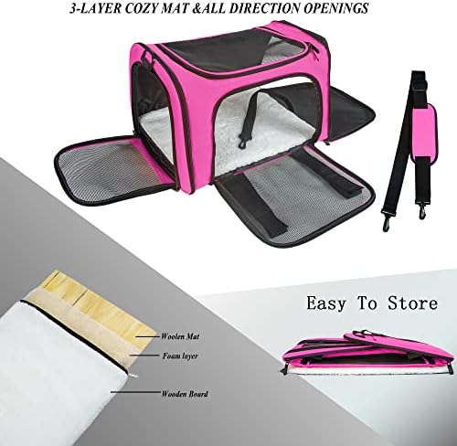 Soft Sided Carrier for Small Medium Cats Dogs, Removable Pad Collapsible Travel - Image 2