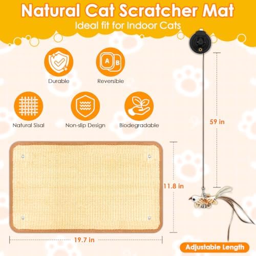 Cat Nail File Scratcher Mat Interactive Hanging Chirping Bird Cat Toy - Image 2