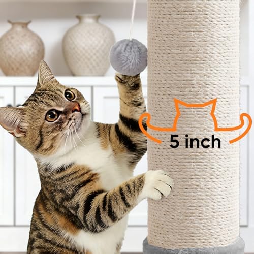 PAWSCRAT 32" Tall Cat Scratching Post, 5-Inch Diameter - Image 5