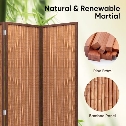 JOSTYLE 5 Panel Folding Privacy Screen 6ft Bamboo Freestanding Room Divider - Image 3