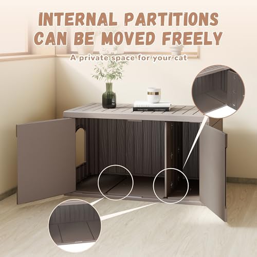 PatioZen Hidden Cat Litter Box, Cat Litter Box Enclosure Furniture - Image 4