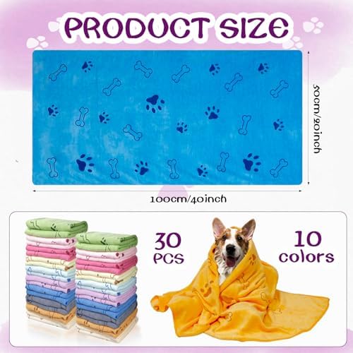30 Pcs Dog Towels for Drying Dogs Bulk 20 x 40 Inch Quick Drying Pet Bath - Image 2