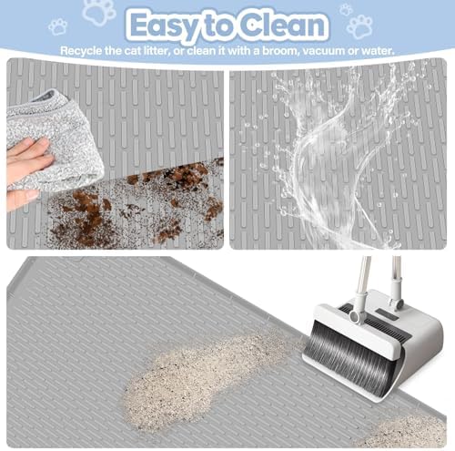 Kalolary Cat Litter Box Mats, Large 34" x 22" Silicone Cat Mat - Image 5