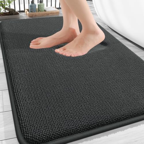 OLANLY Thick Memory Foam Bathroom Rugs 34x21, Absorbent Bath Mat, Dark Grey by OLANLY