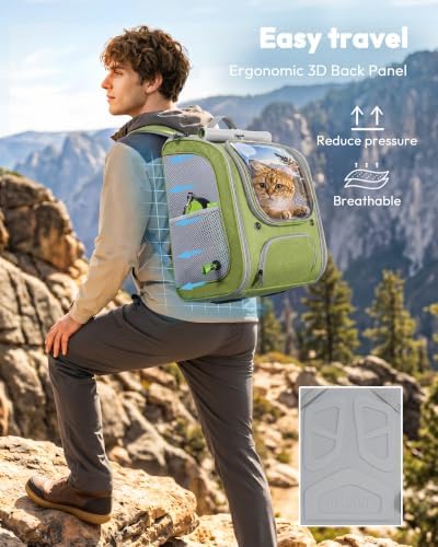 Pecute Cat Backpack Carrier, Large Space Cat Bubble Backpack, Light Green - Image 3