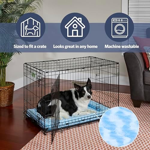 QuietTime by MidWest 18" Dog Crate Bolster Bed, Fashion Blue, Toy Breeds - Image 4