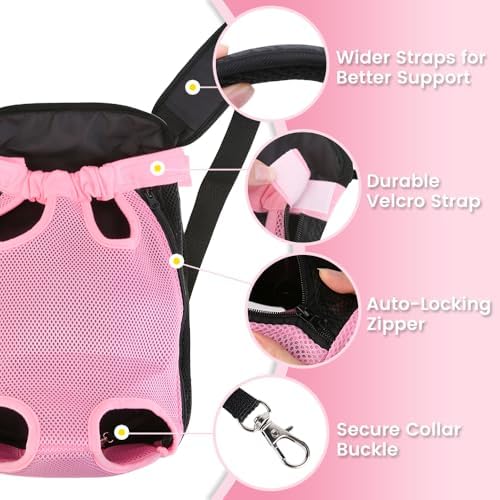 Pet Front Carrier for Small Dogs & Cats, Breathable Legs-Out Riding Carrier for - Image 6