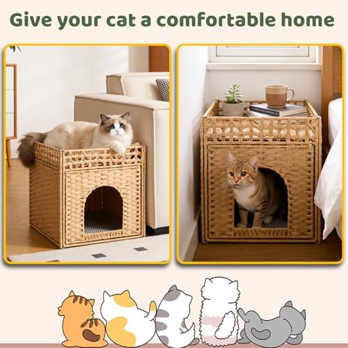 Hidden Cat Litter Box Enclosure Furniture, Dog Proof Indoor Cat House - Image 3