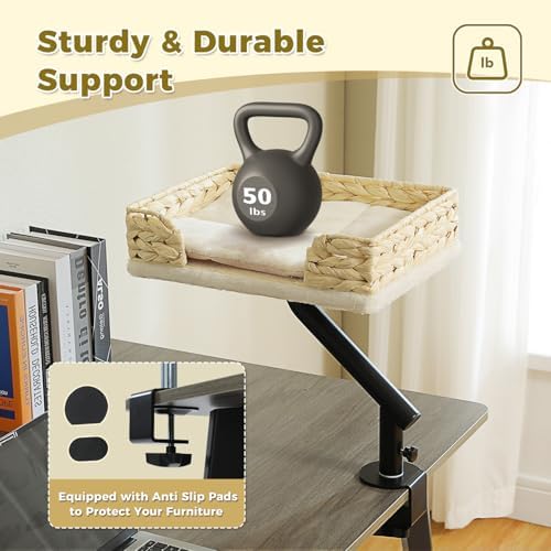PAWZ Road Cat Desk Bed for Indoor Cats, Wicker Cat Bed for Desk Supports Up to - Image 6
